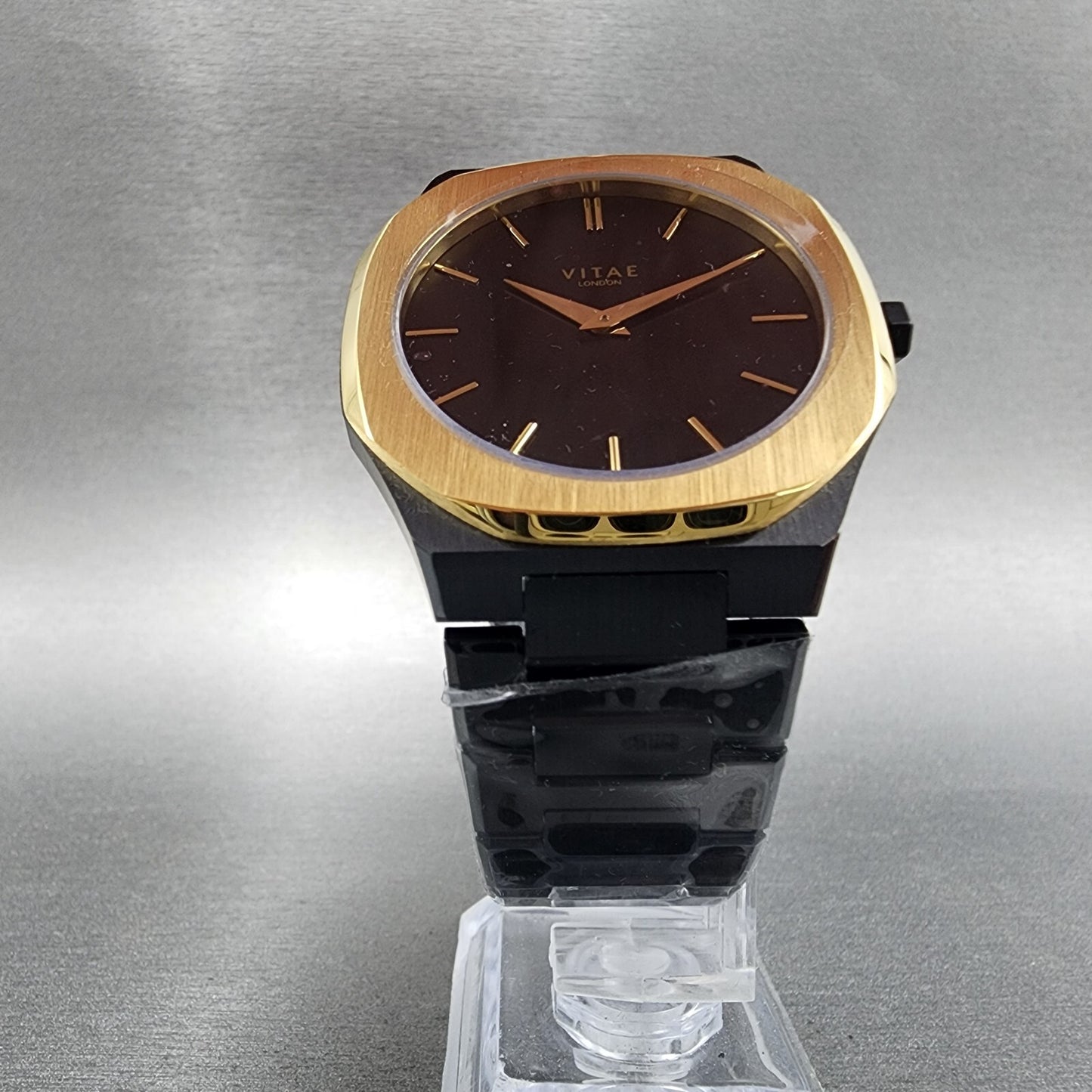 Vitae London Ada Watch Men 42mm Black Dial Black Tone Octagon Stainless Steel