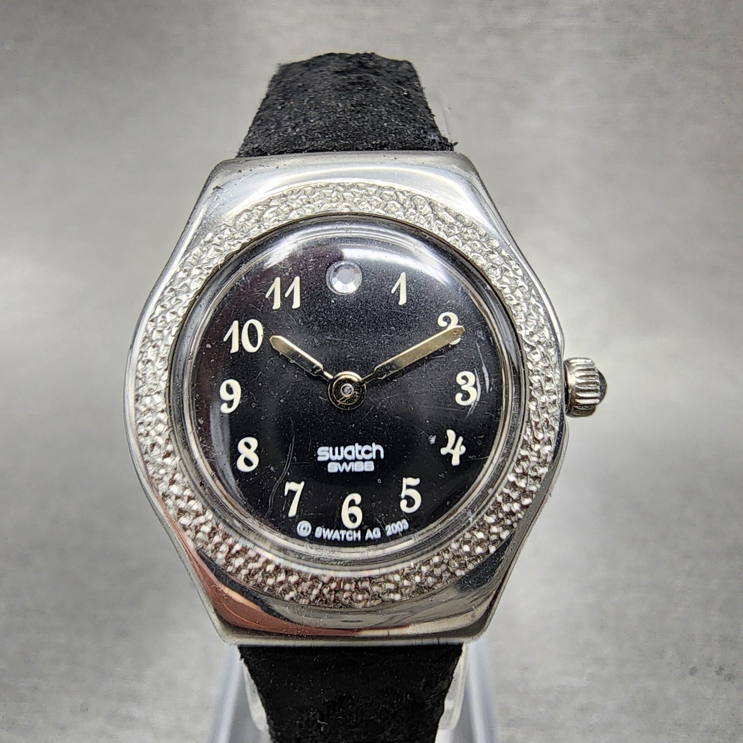 Swatch Irony Uccello Watch Women 25mm Black Dial Steel Round YSS152 New Battery