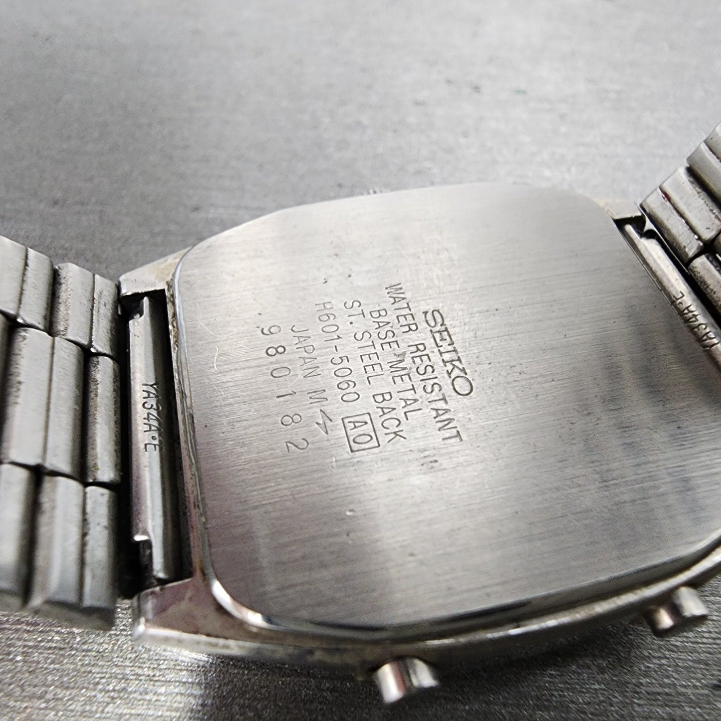 Seiko Analog Digital Watch Men 30mm Gray Dial Steel Rectangle H601-5060 New Batt