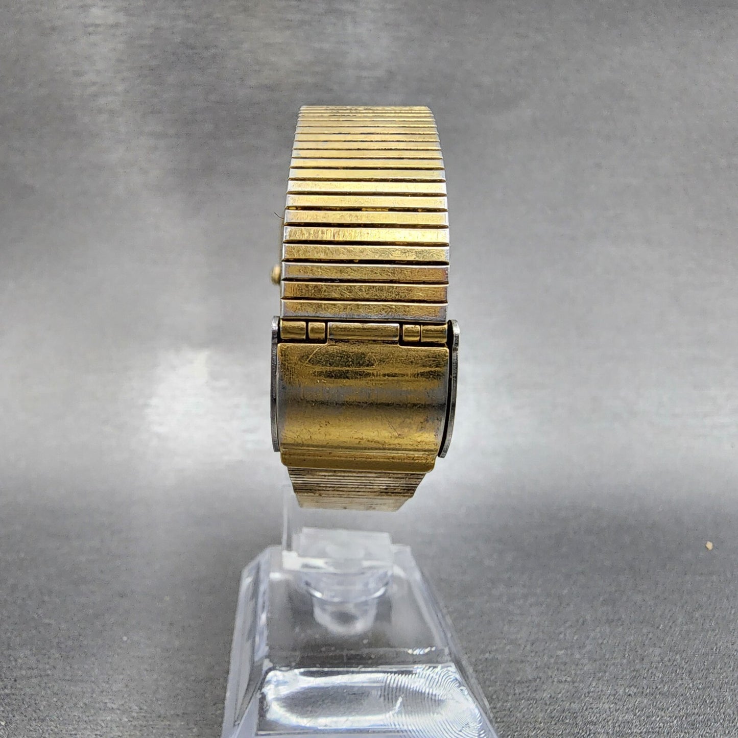 Seiko Watch Men 26mm Gold Dial Gold Tone Rectangle 6530-5089 New Battery