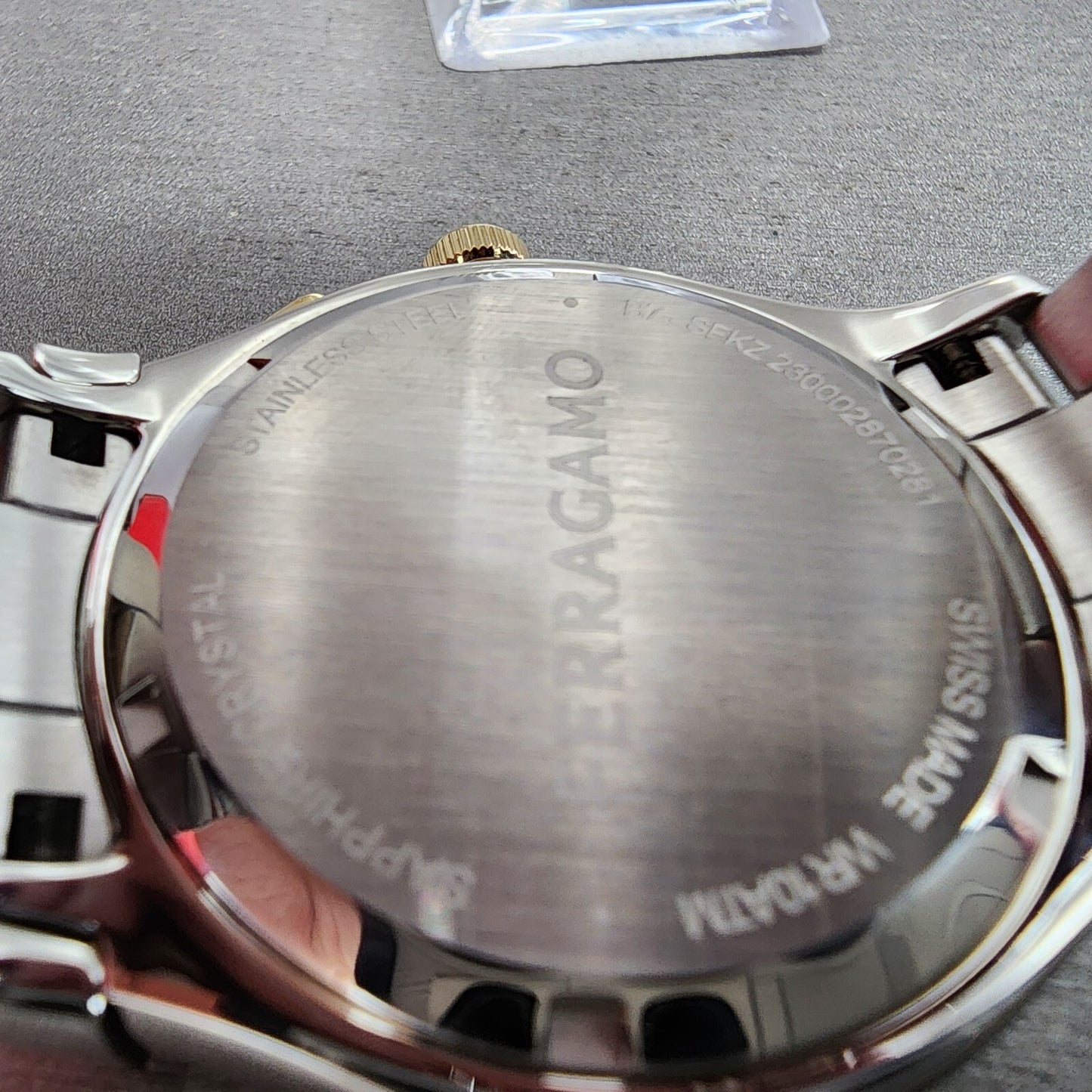 Ferragamo 1927 Chronograph Watch Men 42mm White Dial Two Tone Date Round W/Box