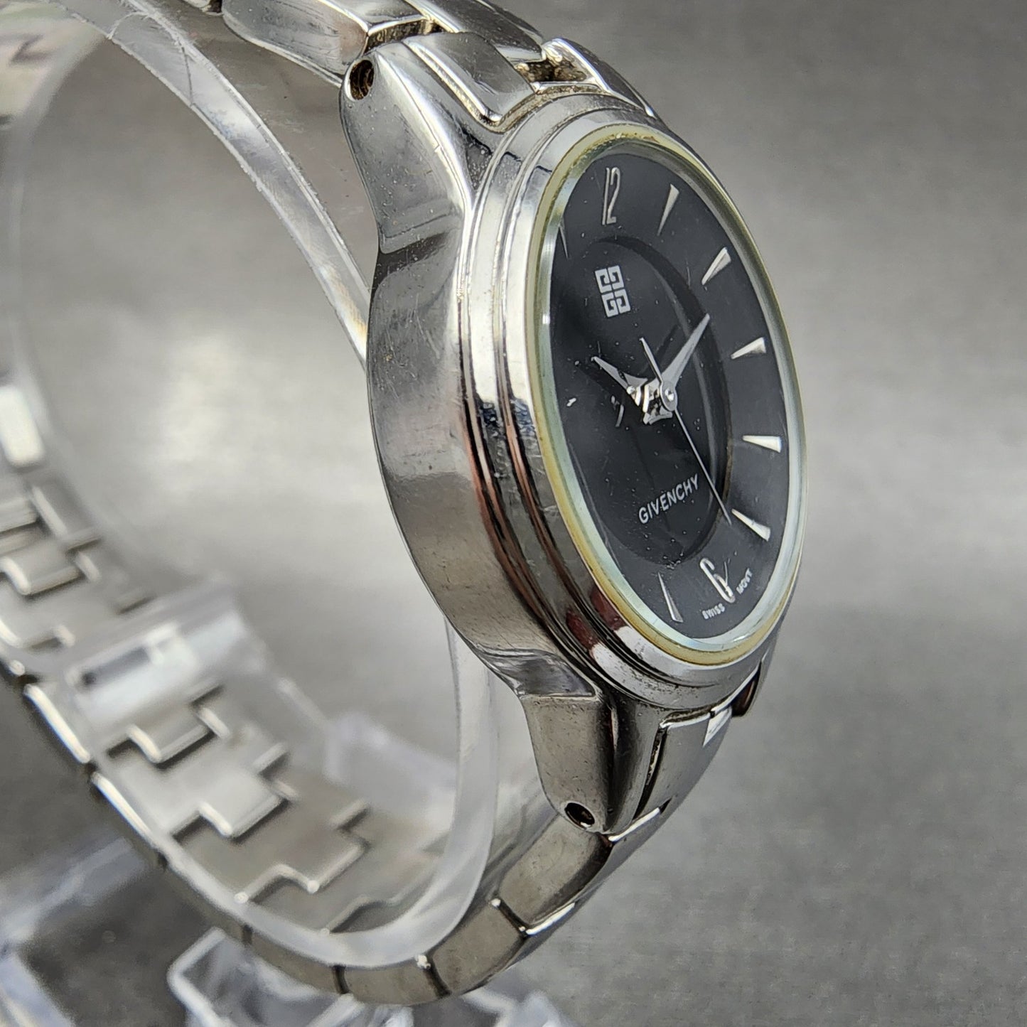 Givenchy Watch Women 24mm Black Dial Stainless Steel Round New Battery
