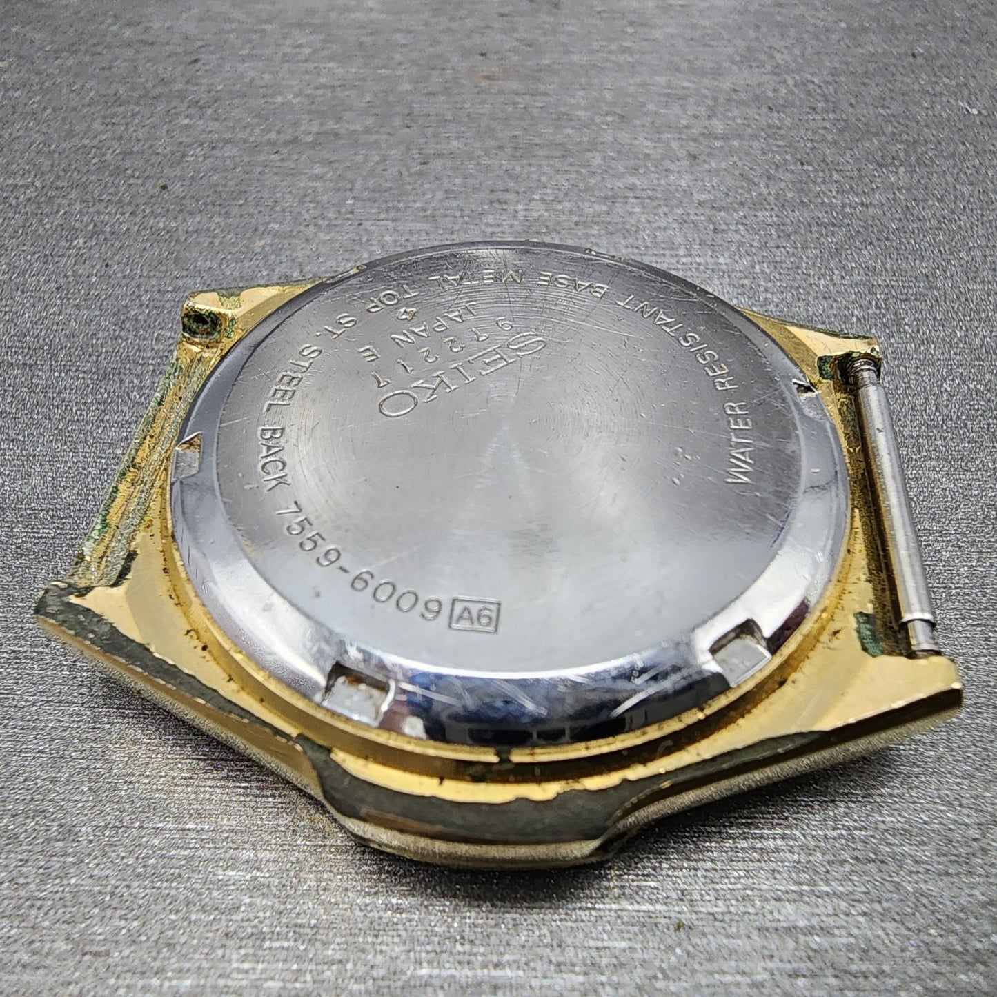 Seiko SQ Watch Men 37mm Black Dial Gold Tone Daydate 7559-6009 PARTS