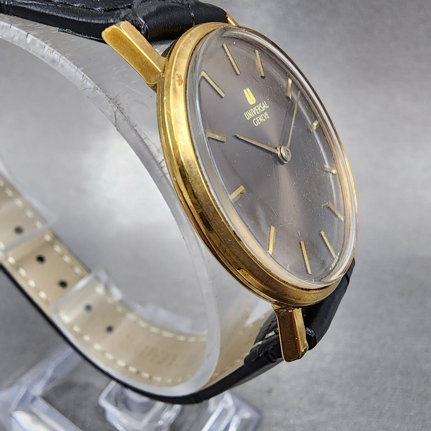 Universal Geneve Watch Men 32mm Brown Dial Gold Plated Manual Wind 542109 READ!!