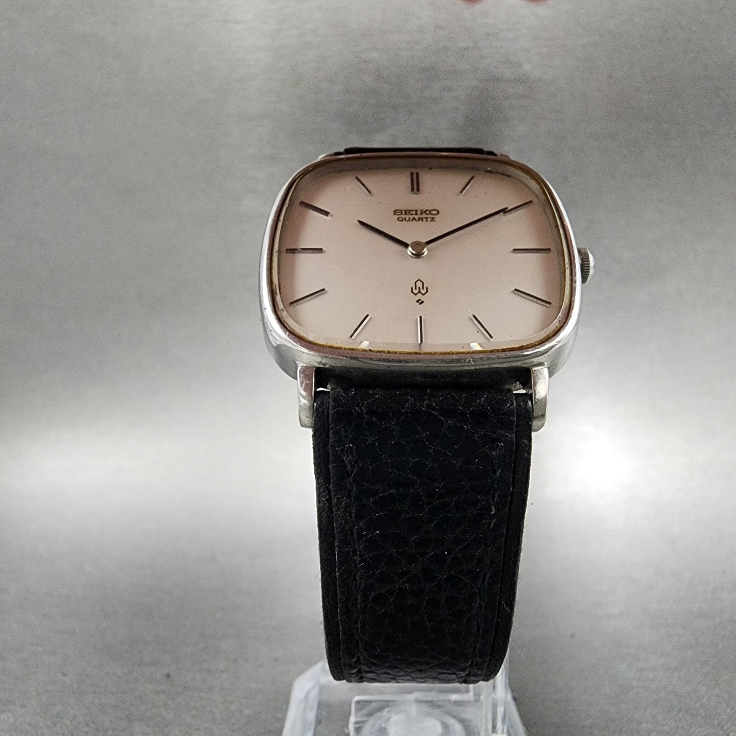 Seiko Watch Men 30mm White Dial Silver Tone Rectangle 7820-5050 New Battery VTG