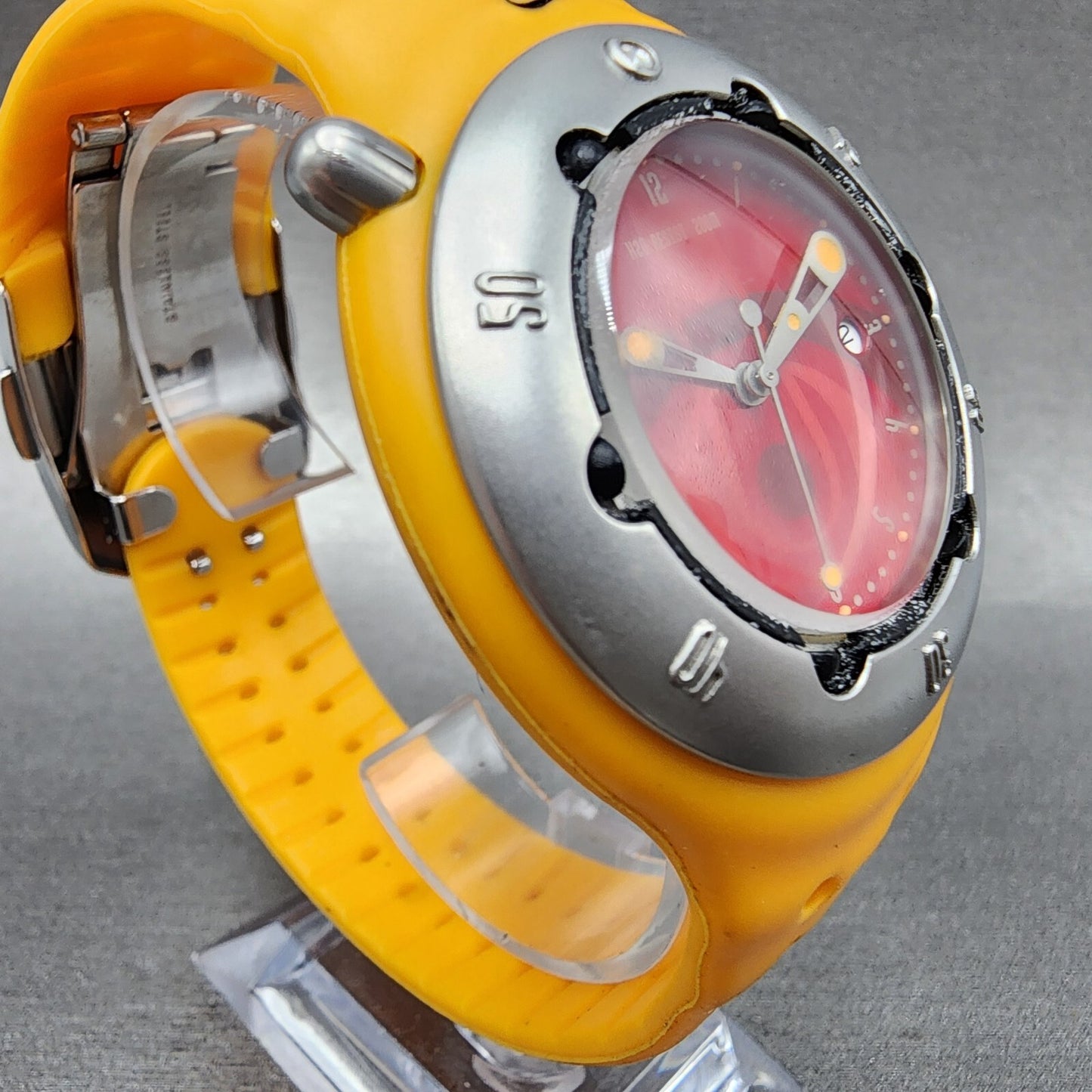 Nike Dive Watch Men 43mm Red Dial Orange Tone Date Round 131770 New Battery