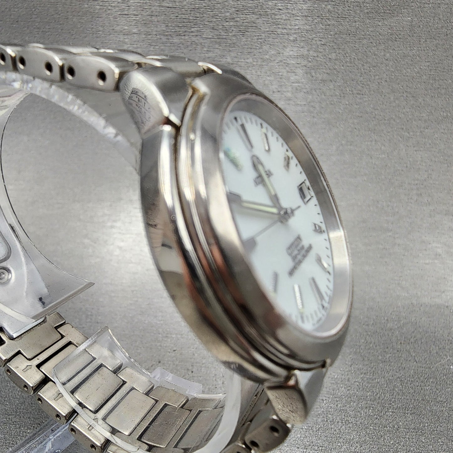 Citizen Attesa Eco-Drive Watch Men 36mm White Dial Titanium Date Perpetual Cal
