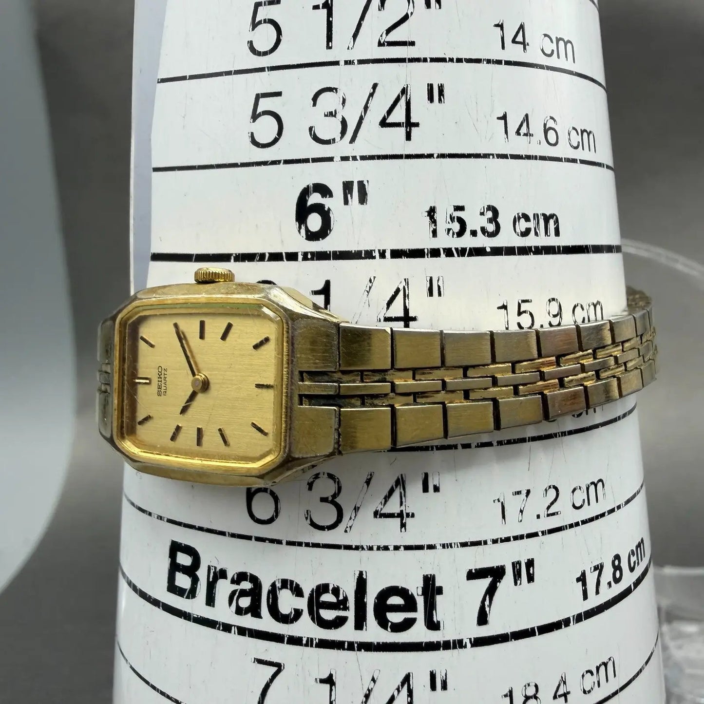 Seiko Watch Women 16mm Gold Dial Gold Tone Octagon 2C20-5209 New Battery Vintage10