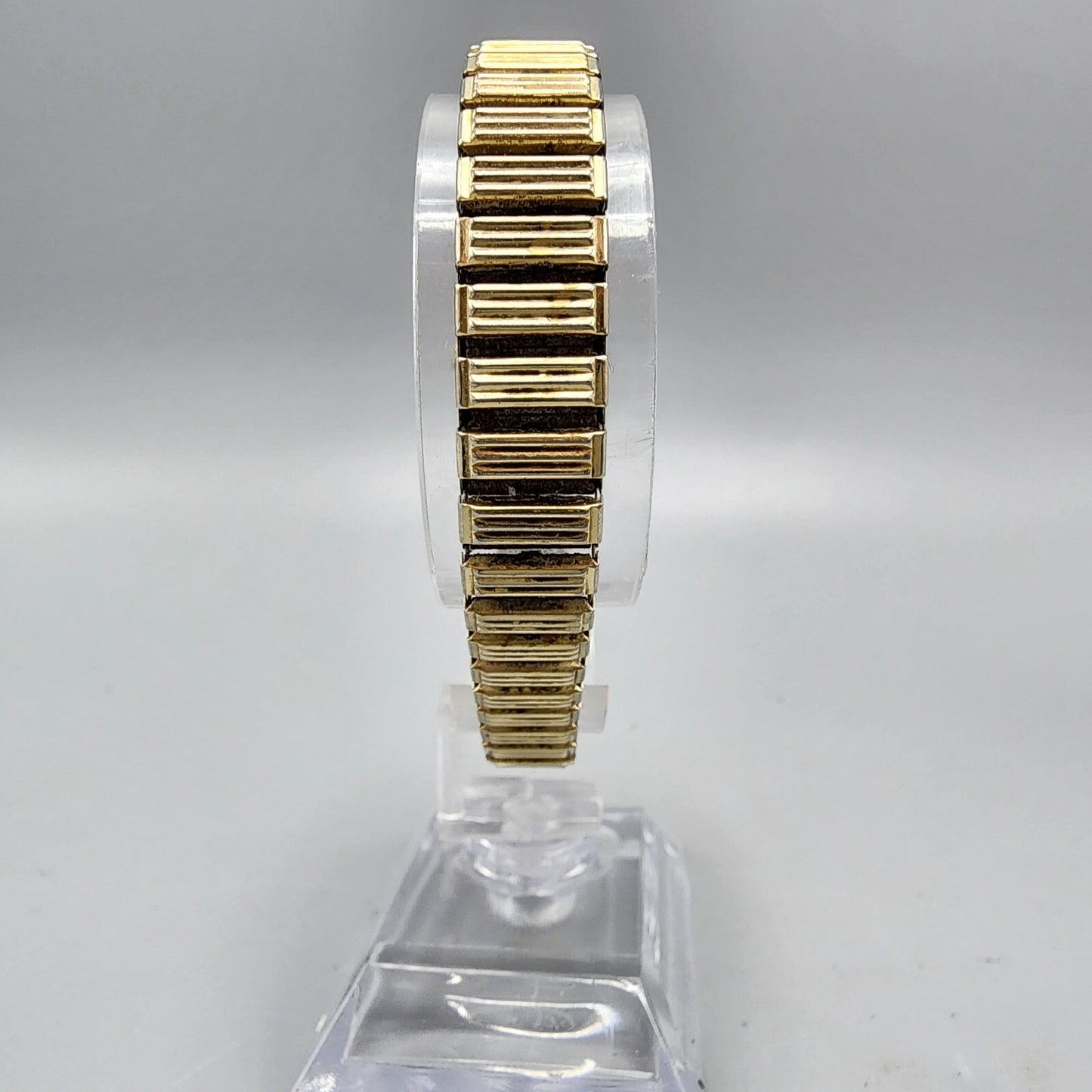 VTG Pulsar Watch Women Gold Tone Rectangle 16mm V233-5100 Stretch Band New Batt
