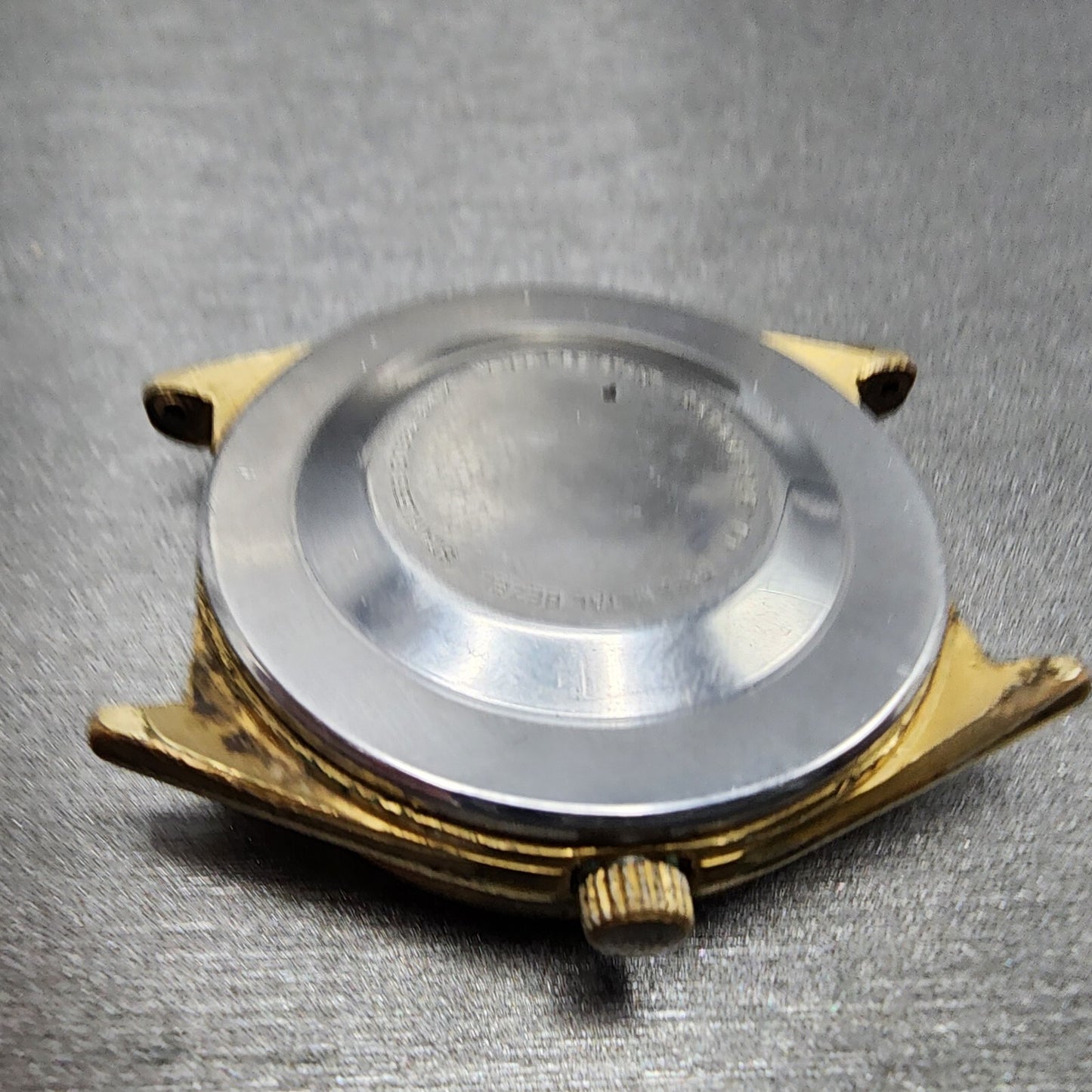 VTG Caravelle Watch Men 35mm White Dial Gold Tone Daydate Round PARTS