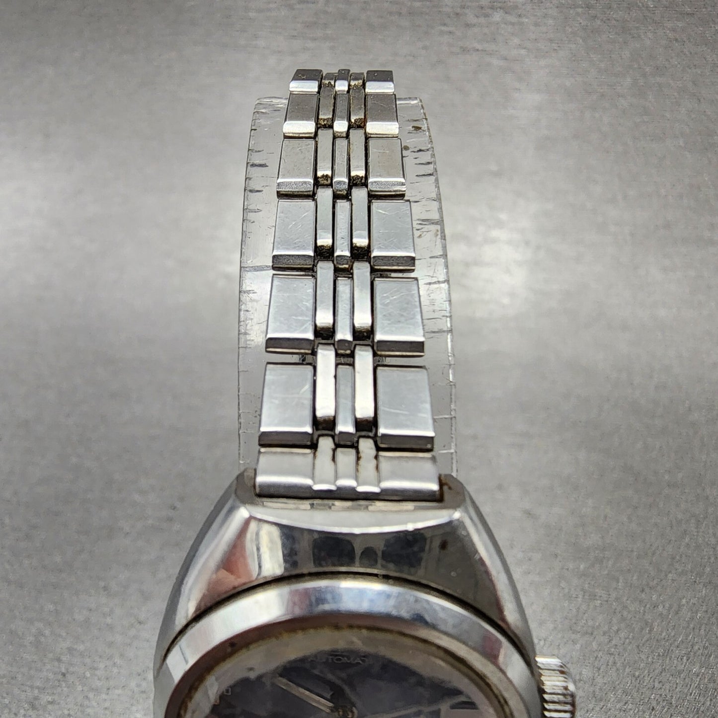 Seiko Automatic Watch Women 25mm Blue Dial Silver Tone Date 2205-0520 Runs