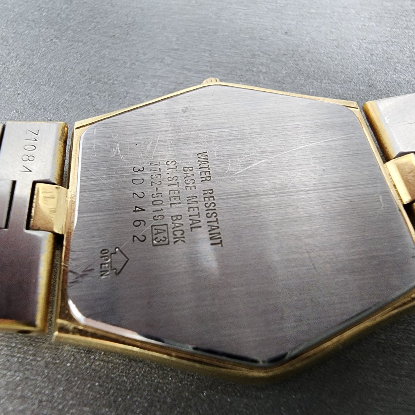 Seiko Lassale Watch Men 32mm Champagne Dial Gold Tone Date 7752-5019 New Battery