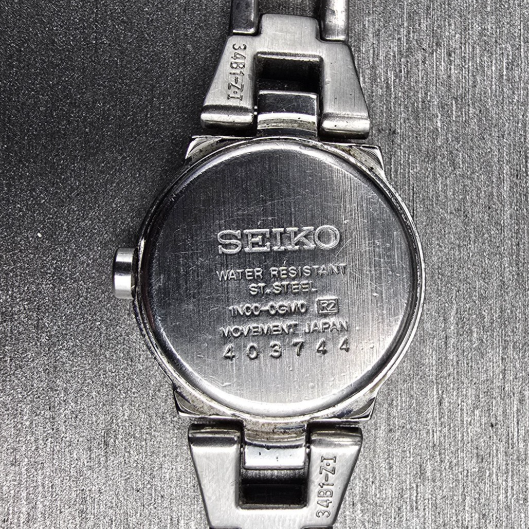 Seiko Watch Women 20mm Pink MOP Dial Silver Tone Round 1N00-0GM0 New Battery VTG10