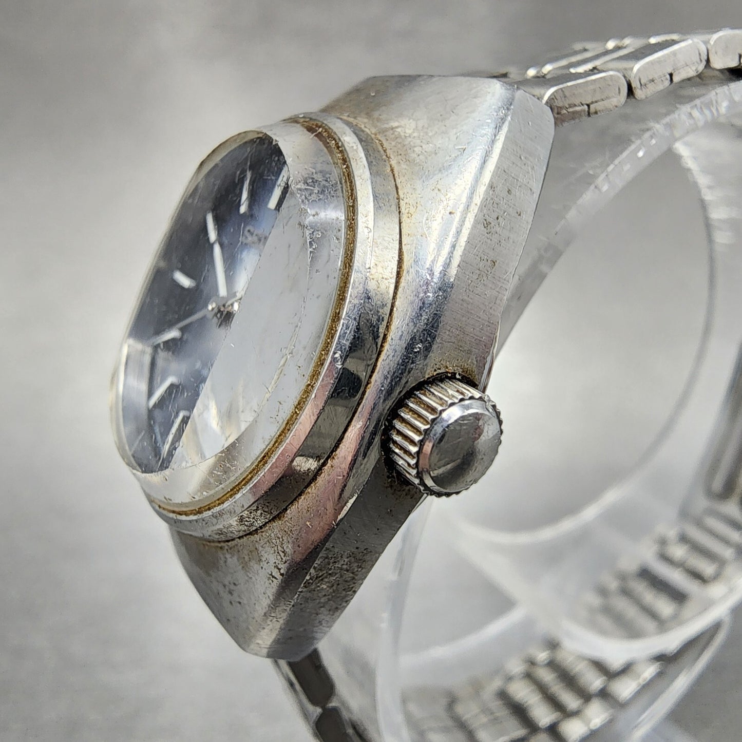 Seiko Automatic Watch Women 24mm Blue Dial Silver Tone Daydate 2706-0200 Runs