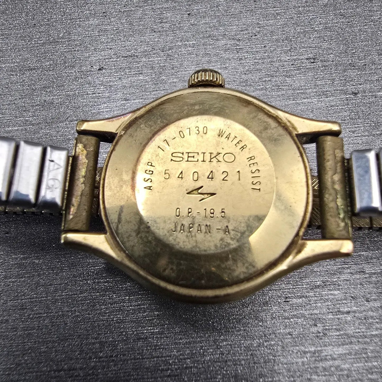 Seiko Watch Women 24mm White Dial Gold Tone Round 17-0730 Manal Wind Runs VTG10
