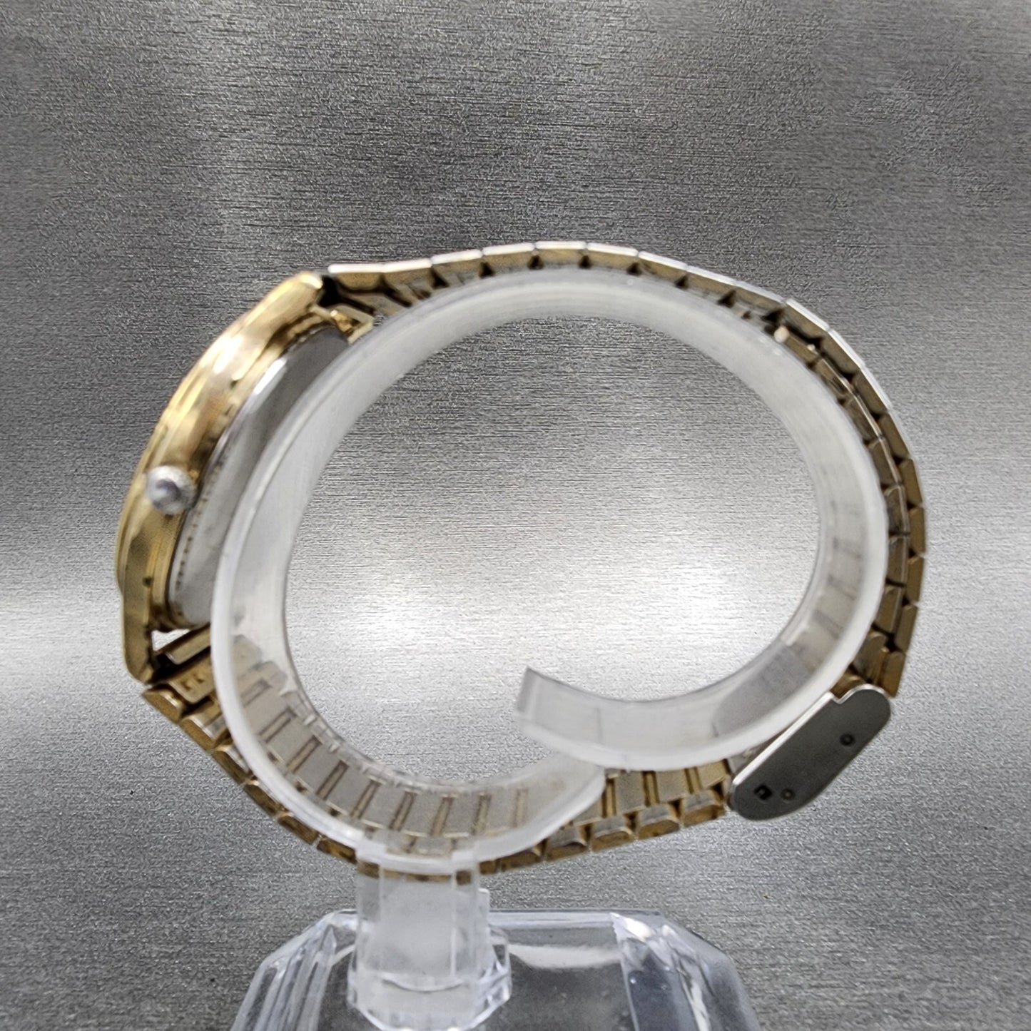Seiko Spirit Watch Men 33mm White Dial Gold Tone Date Round 5E32-6A3A New Batt