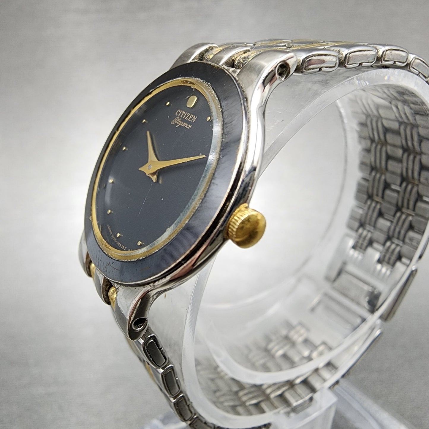 Citizen Elegance Watch Women 23mm Black Dial Two Tone Round 3220-325311 New Batt