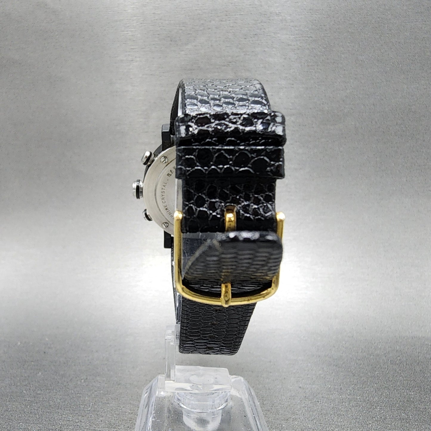 Raymond Weil W1 Chronograph Watch Men 38mm Black Dial Steel Date READ!! New Batt