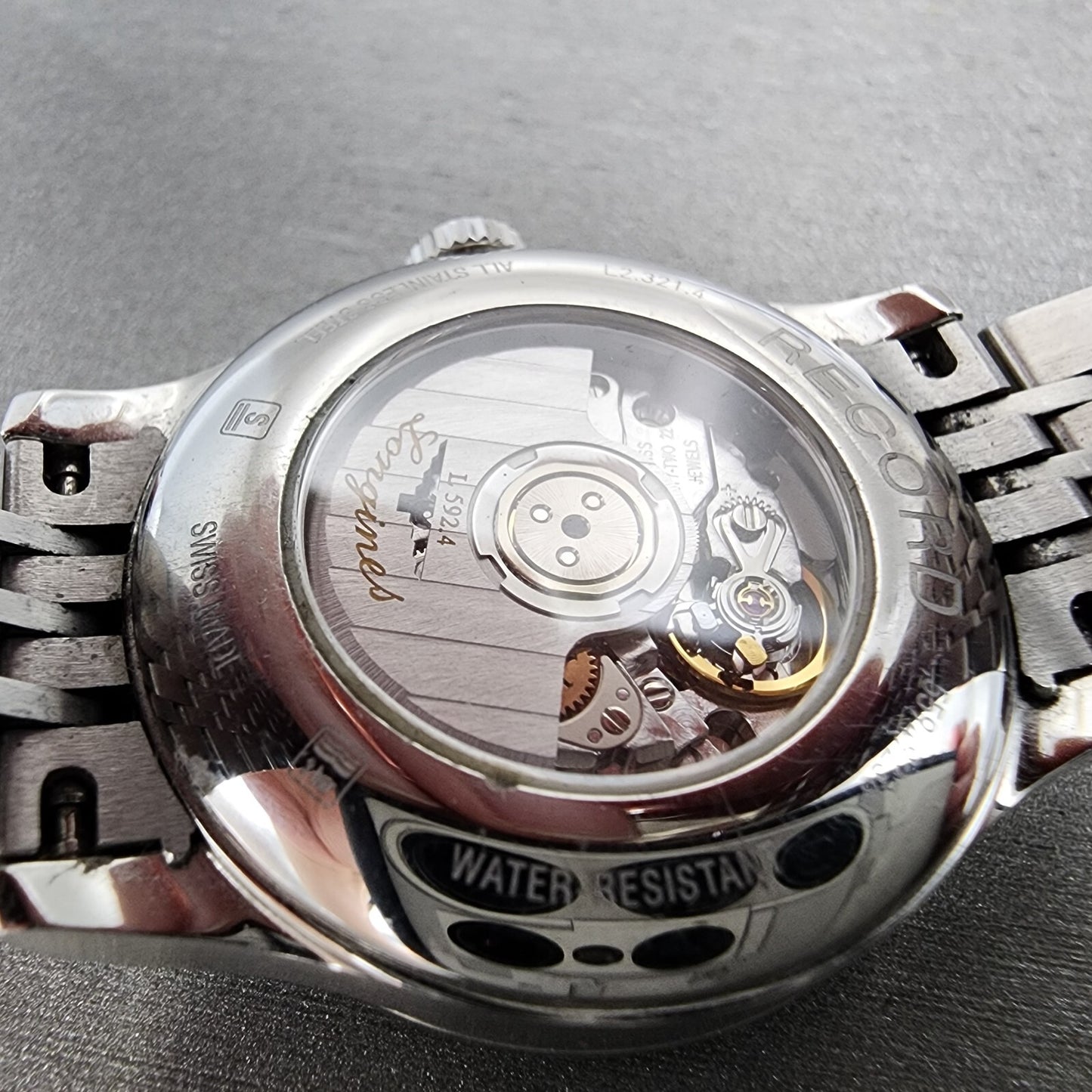 Longines Record Automatic Watch Women 30mm White Dial Steel Date Chronometer