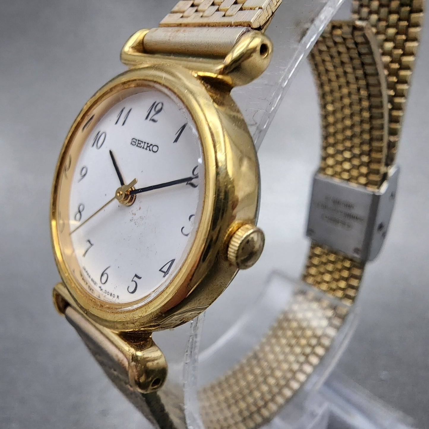 Seiko Watch Women 22mm White Dial Gold Tone Round 4n21-0052 New Battery