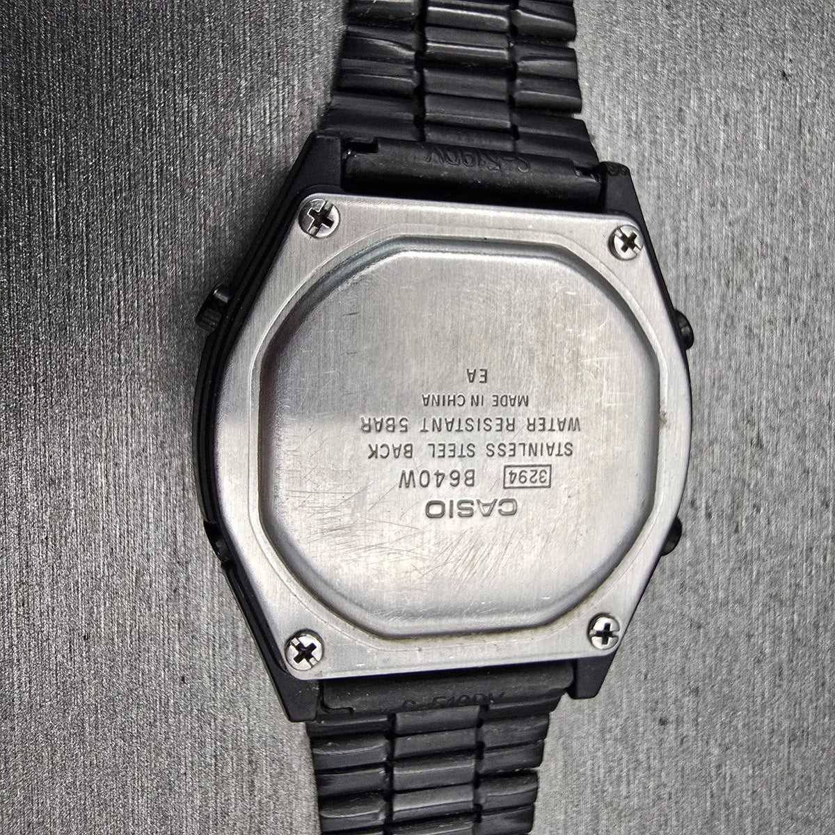 Casio B640W Digital Watch Men 35mm Black Dial Black Tone Chrono Alarm New Batt10