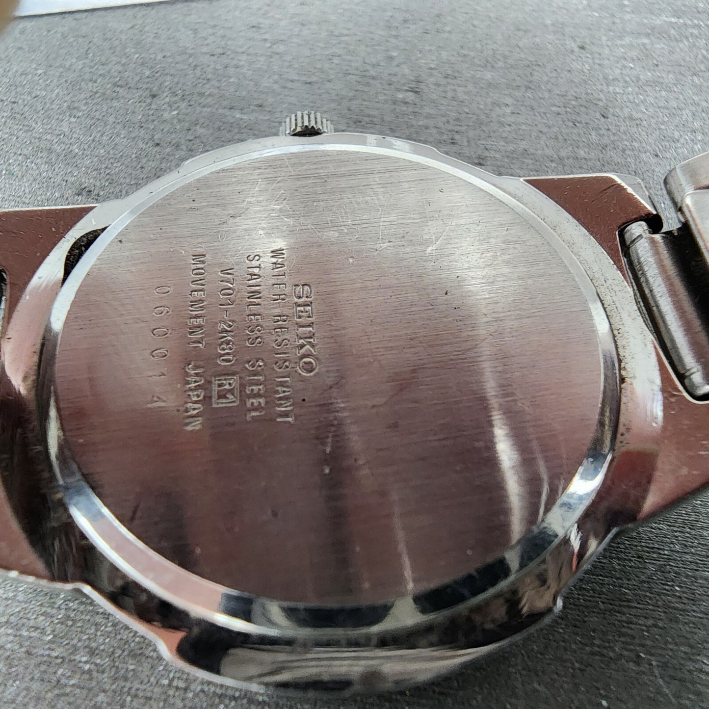 Seiko Watch Men 35mm Black Dial Silver Tone Round V701-2K80 New Battery VTG