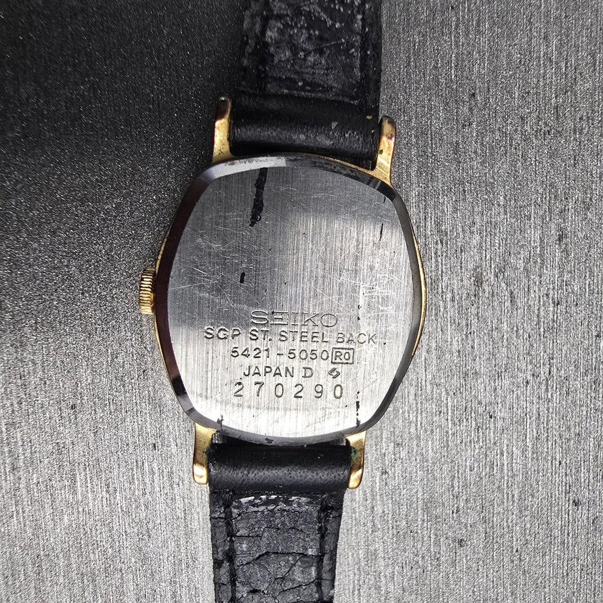 Seiko Watch Women 21mm Black Dial Gold Tone Oval 5421-5050 New Battery Vintage10