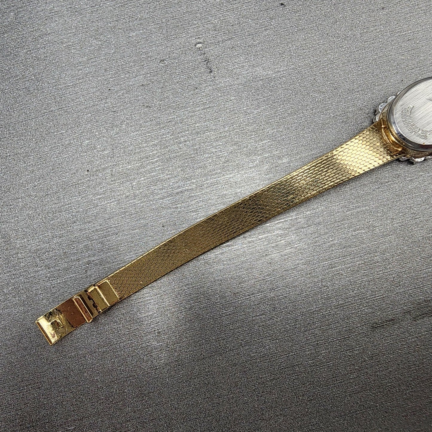 Gruen Watch Women 14mm Gold Dial Gold Tone Hexagon Diamond Bezel READ!! New Batt10
