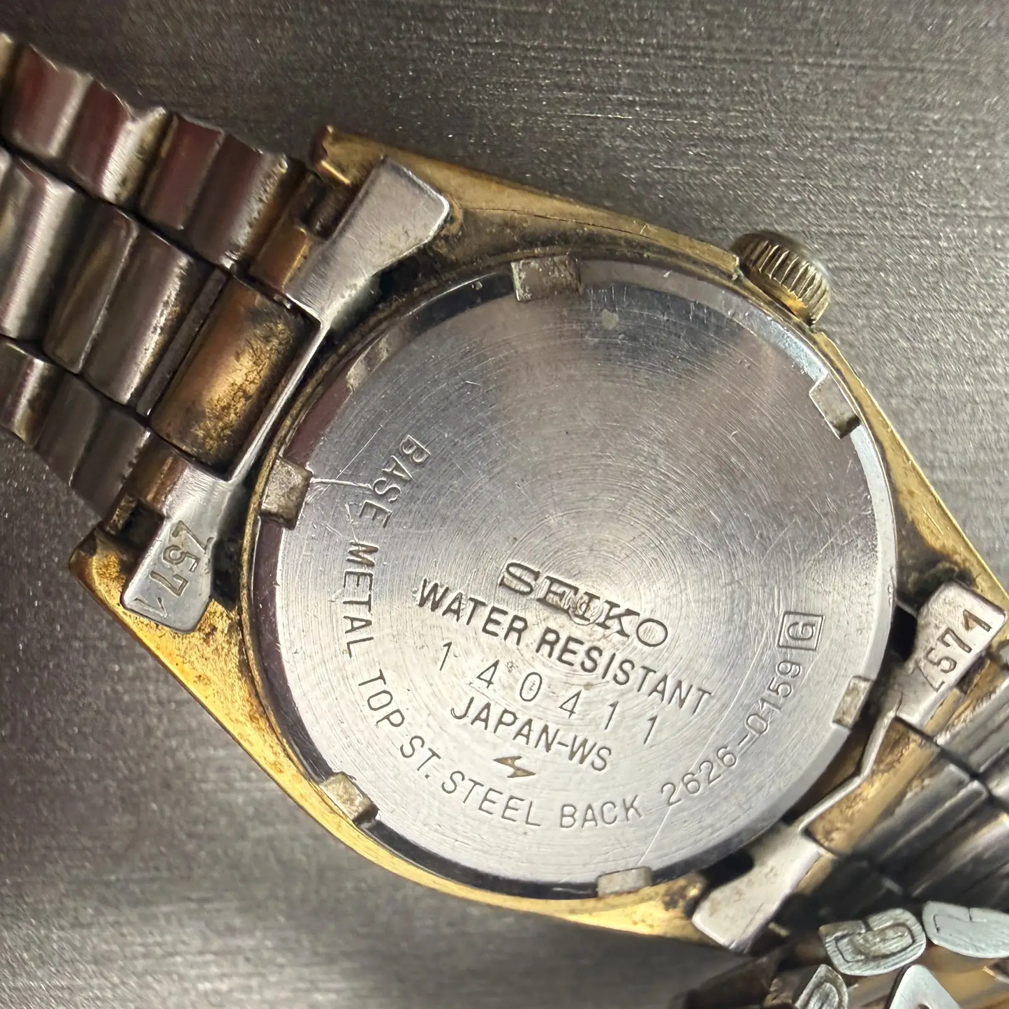 Seiko SQ Watch Women 25mm Gold Dial Gold Tone Daydate Round 2626-0159 New Batt10