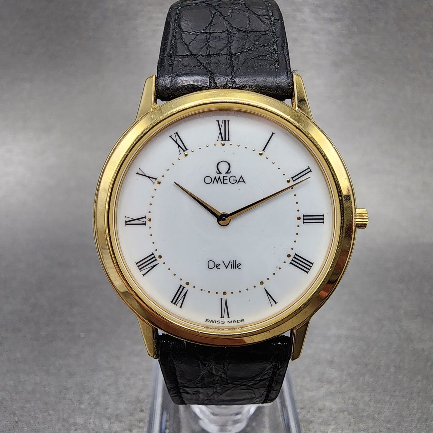 Omega De Ville Watch Men 32mm White Dial Two Tone Round 195.0048 New Battery