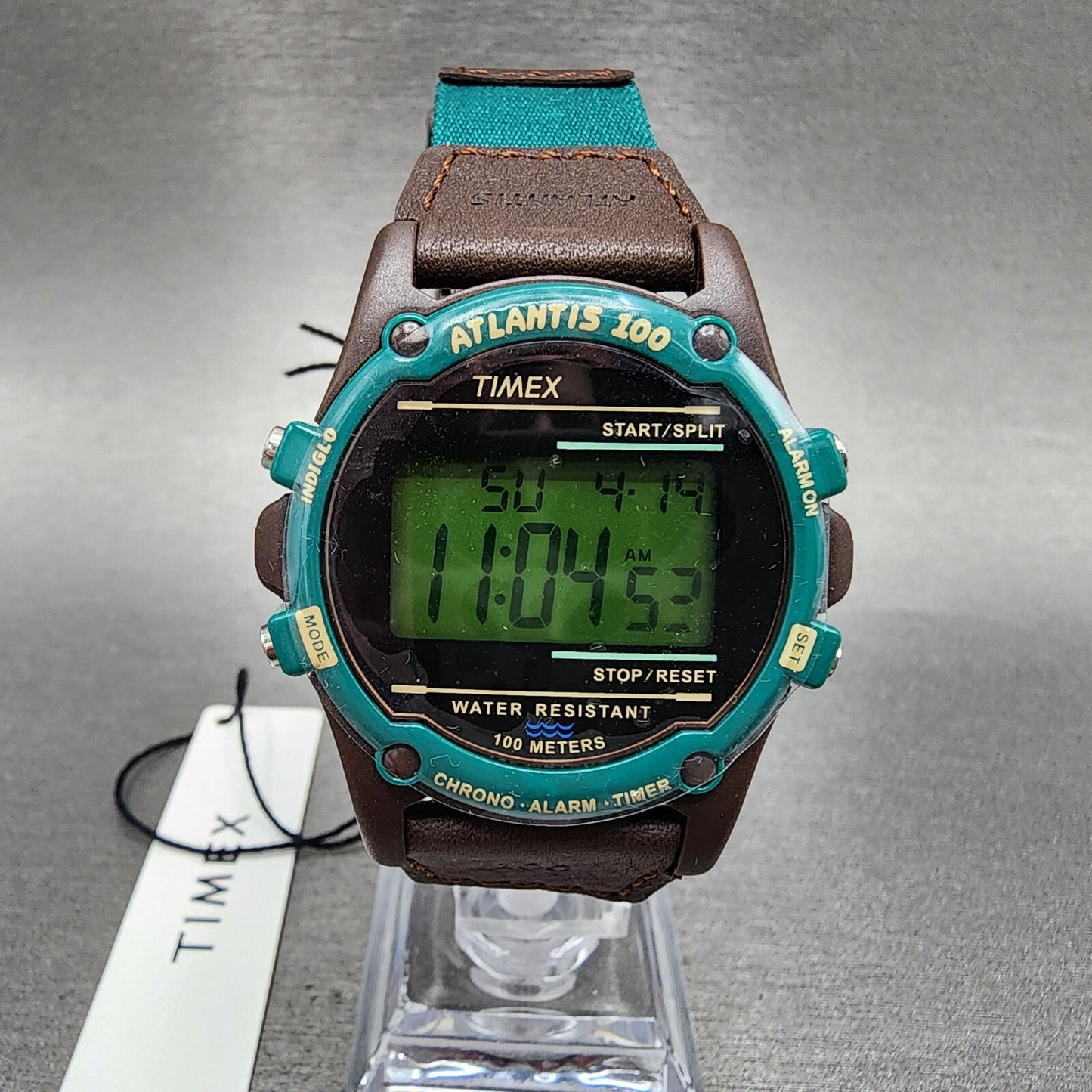 Timex Atlantic 100 Watch Men 40mm Digital Brown Tone Green Band TW2V44300VQ