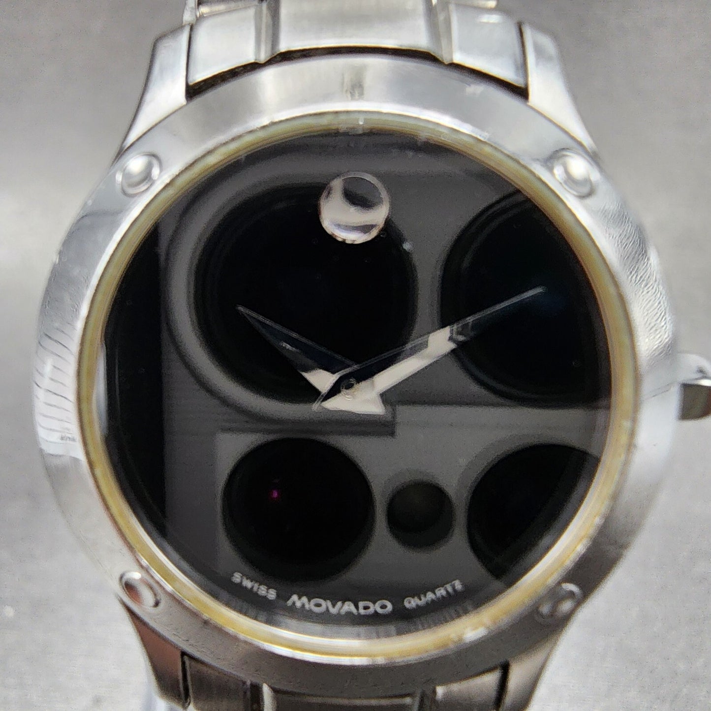 Movado Museum Watch Women 25mm Black Dial Stainless Steel Round New Battery