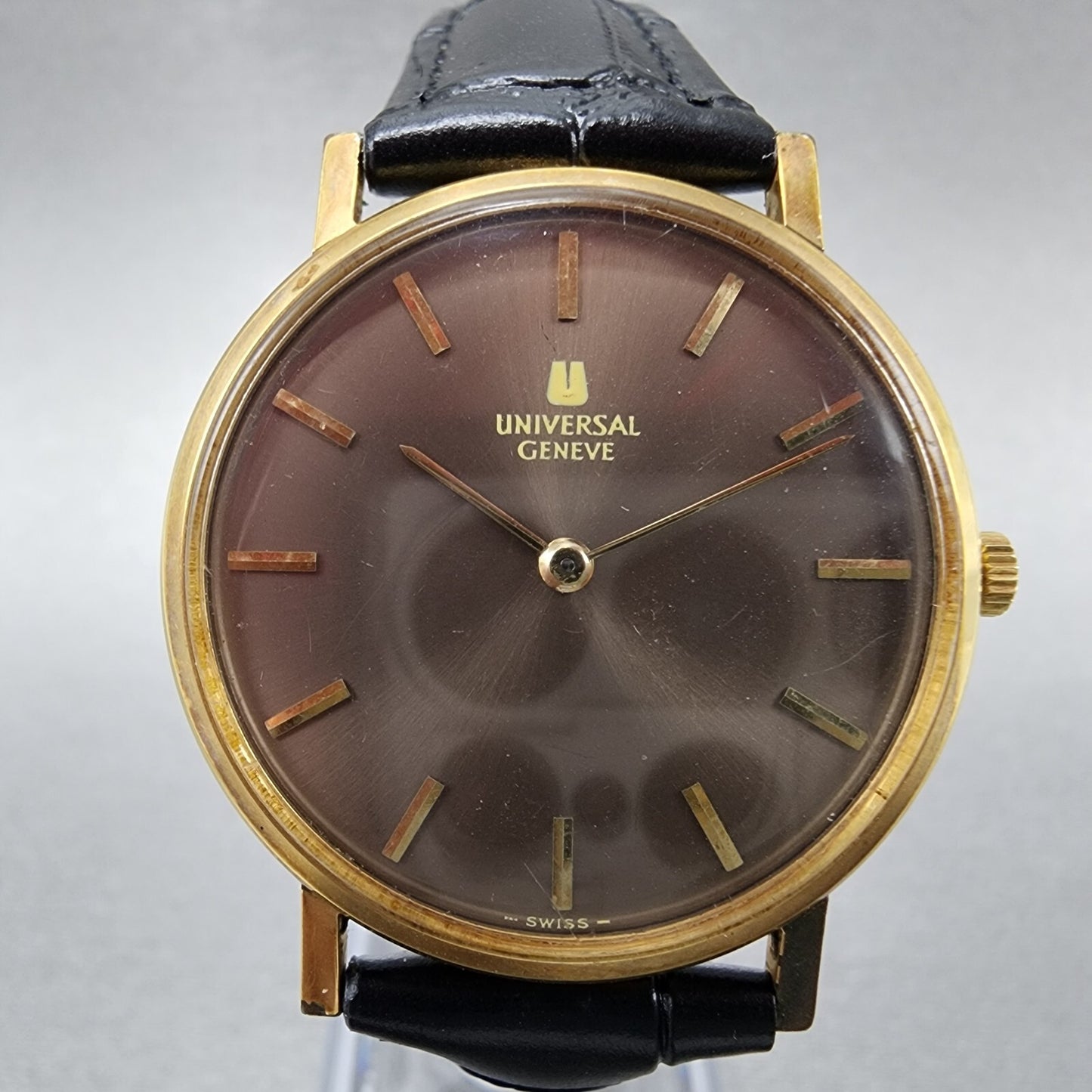 Universal Geneve Watch Men 32mm Brown Dial Gold Plated Manual Wind 542109 READ!!