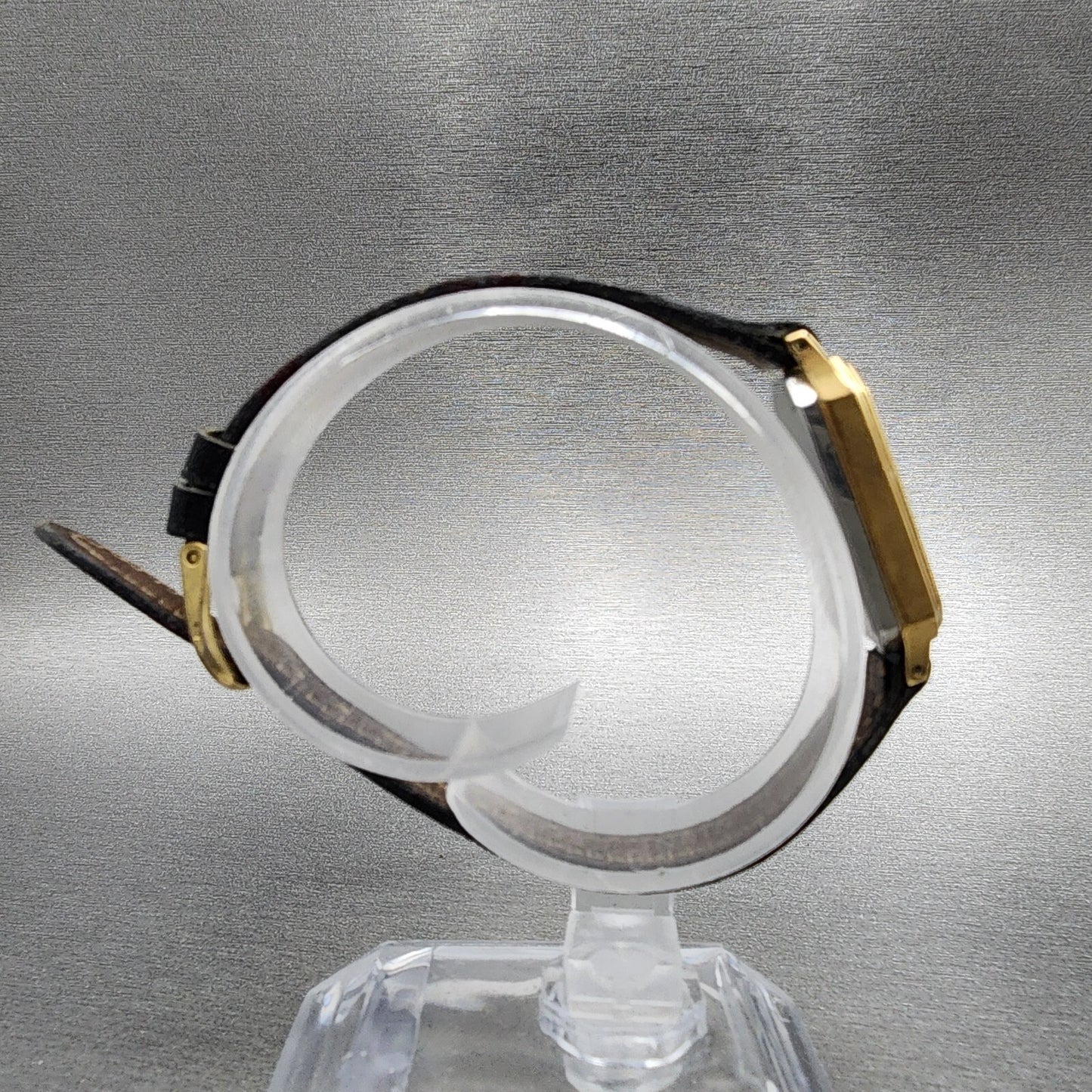 Tissot Tank Watch Women 14mm Brown Dial Gold Tone Octagon New Battery