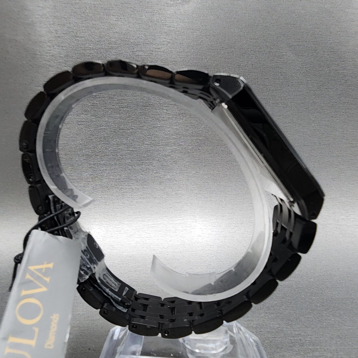 Bulova Quadra Watch Men 31mm Black Dial Black Tone Octagon 98D164 Bracelet