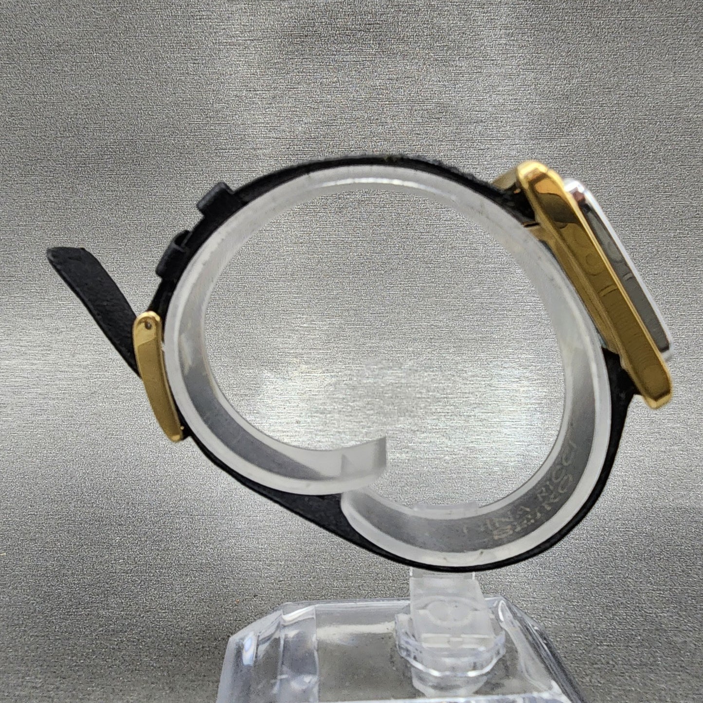 Nina Ricci Tank Watch Women 21mm Champagne Dial Two Tone Rectangle New Battery