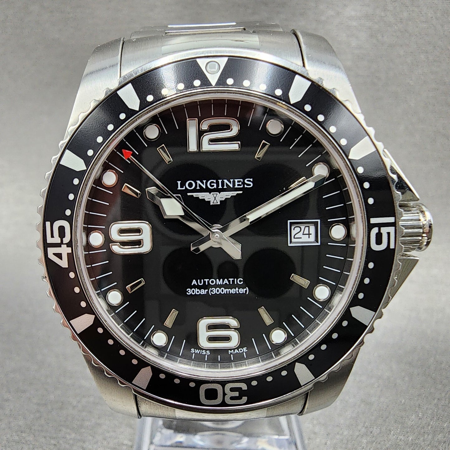 Longines Hydraconquest Automatic Watch Men 42mm Black Dial Steel Date L3.742.4