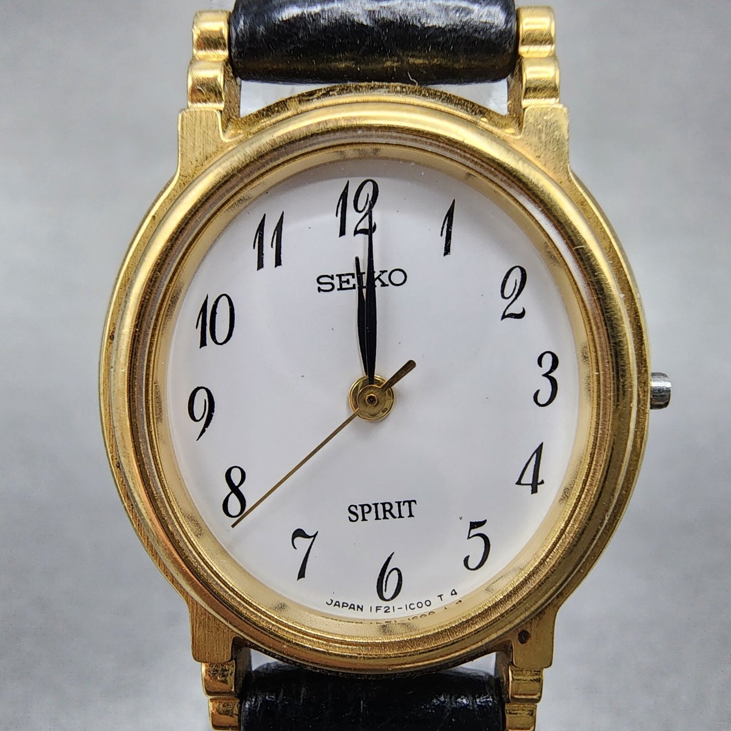 Seiko Spirit Watch Women 22mm White Dial Gold Tone 1f21-5b50 New Battery READ!!!