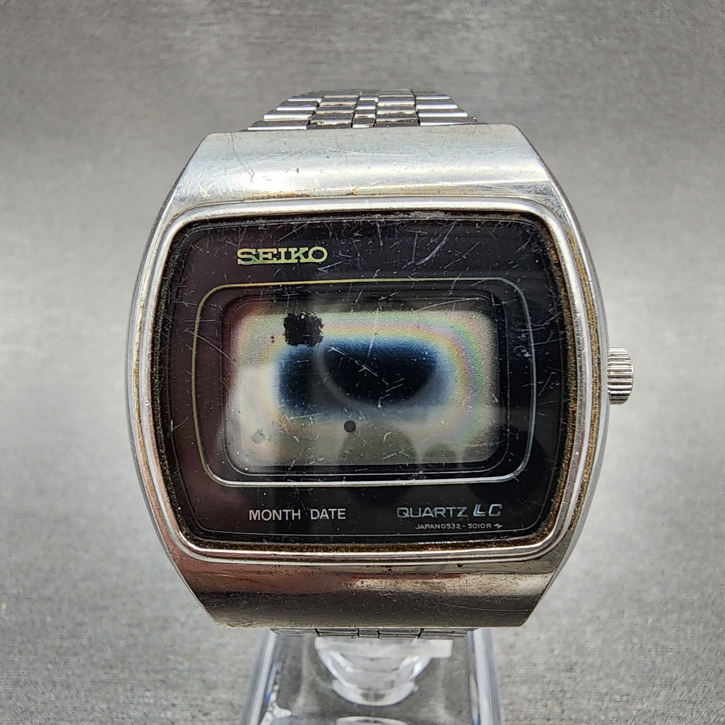 Seiko Digital Watch Men 37mm LCD Month Date Rectangle 0532-5019 PARTS