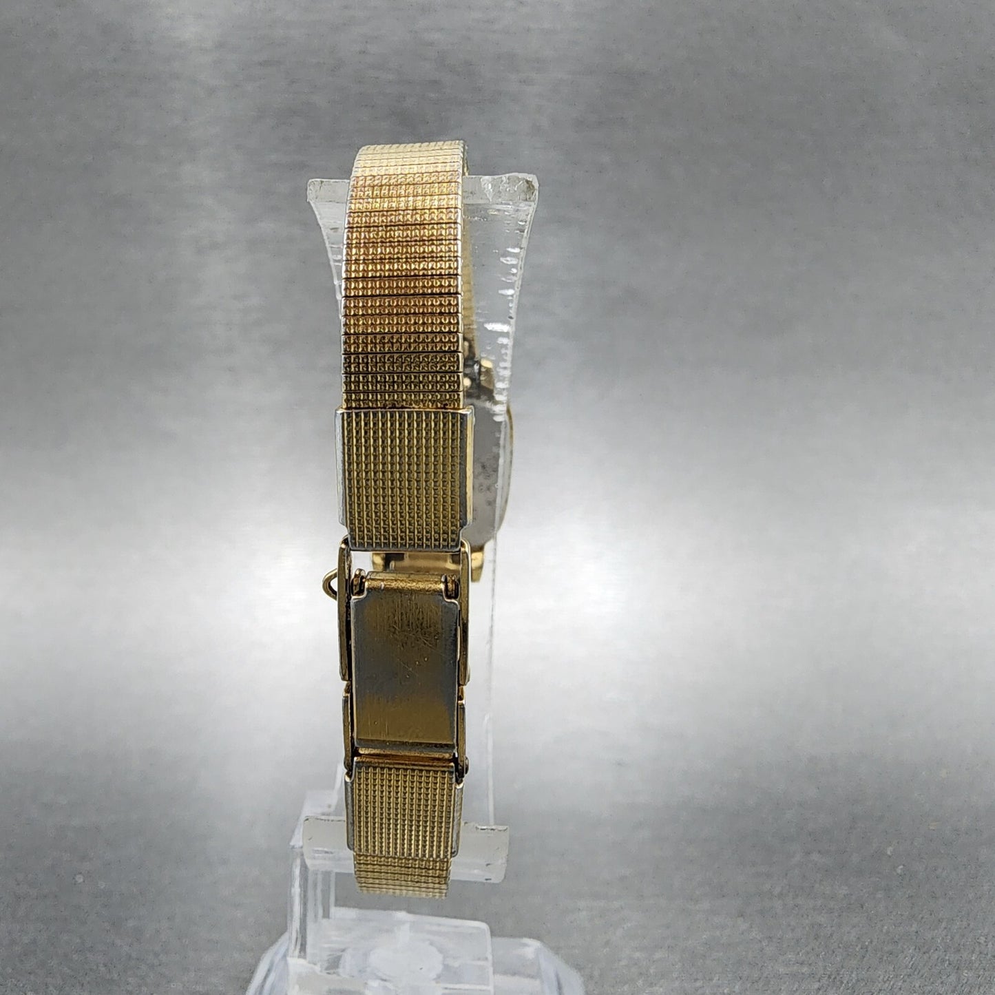 VTG Seiko Watch Women 17mm Gold Dial Gold Tone Rectangle 2C20-5320 New Battery