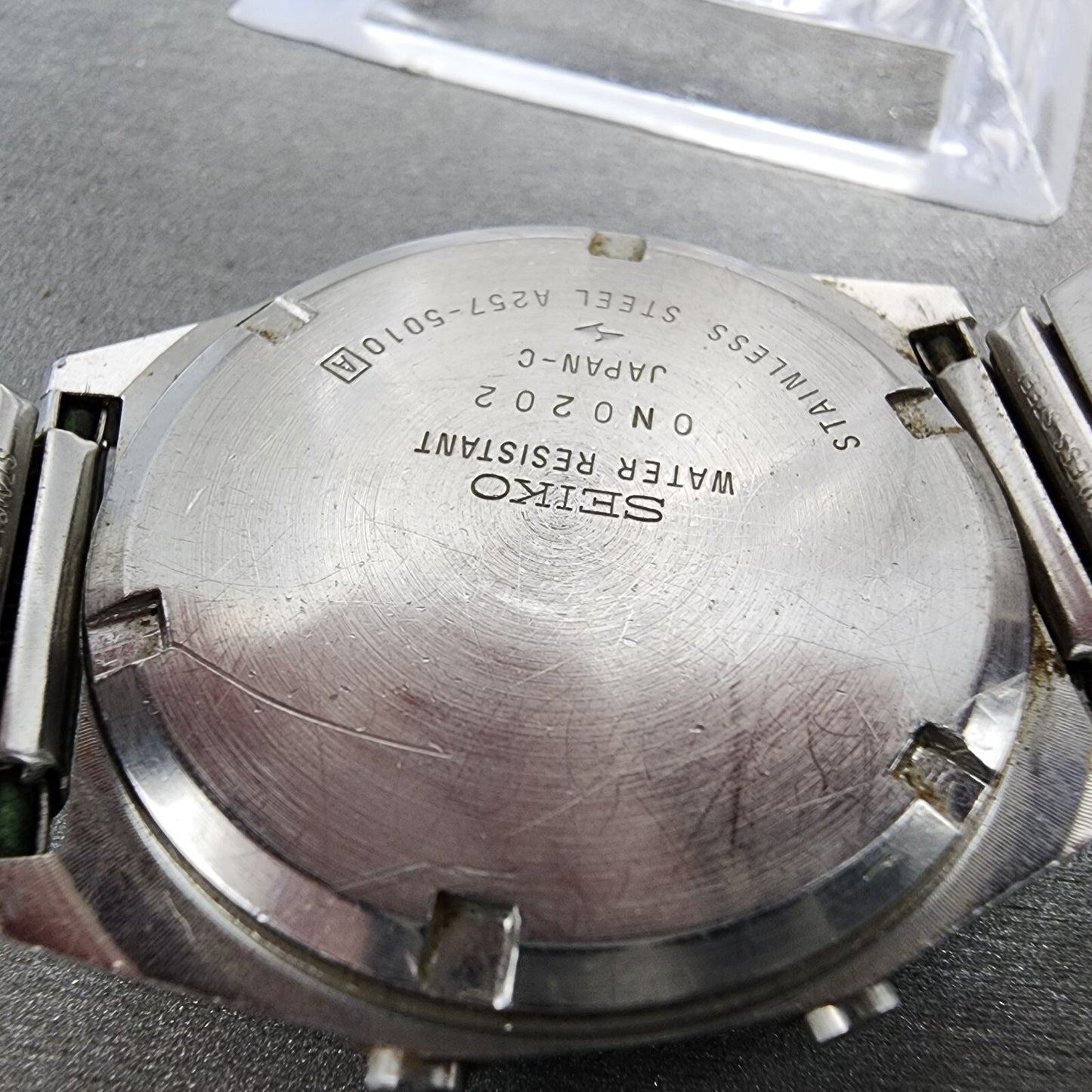 Seiko Digital Watch Men 34mm Steel Alarm Chronograph A257-5010 PARTS
