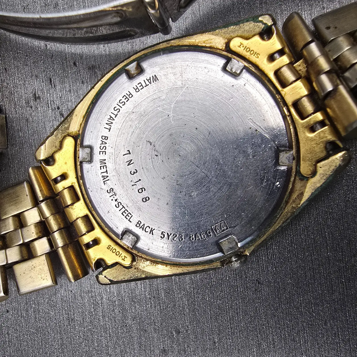 Seiko SQ President Watch Men 36mm Black Dial Gold Tone Daydate 5Y23-8A69 New Bat10