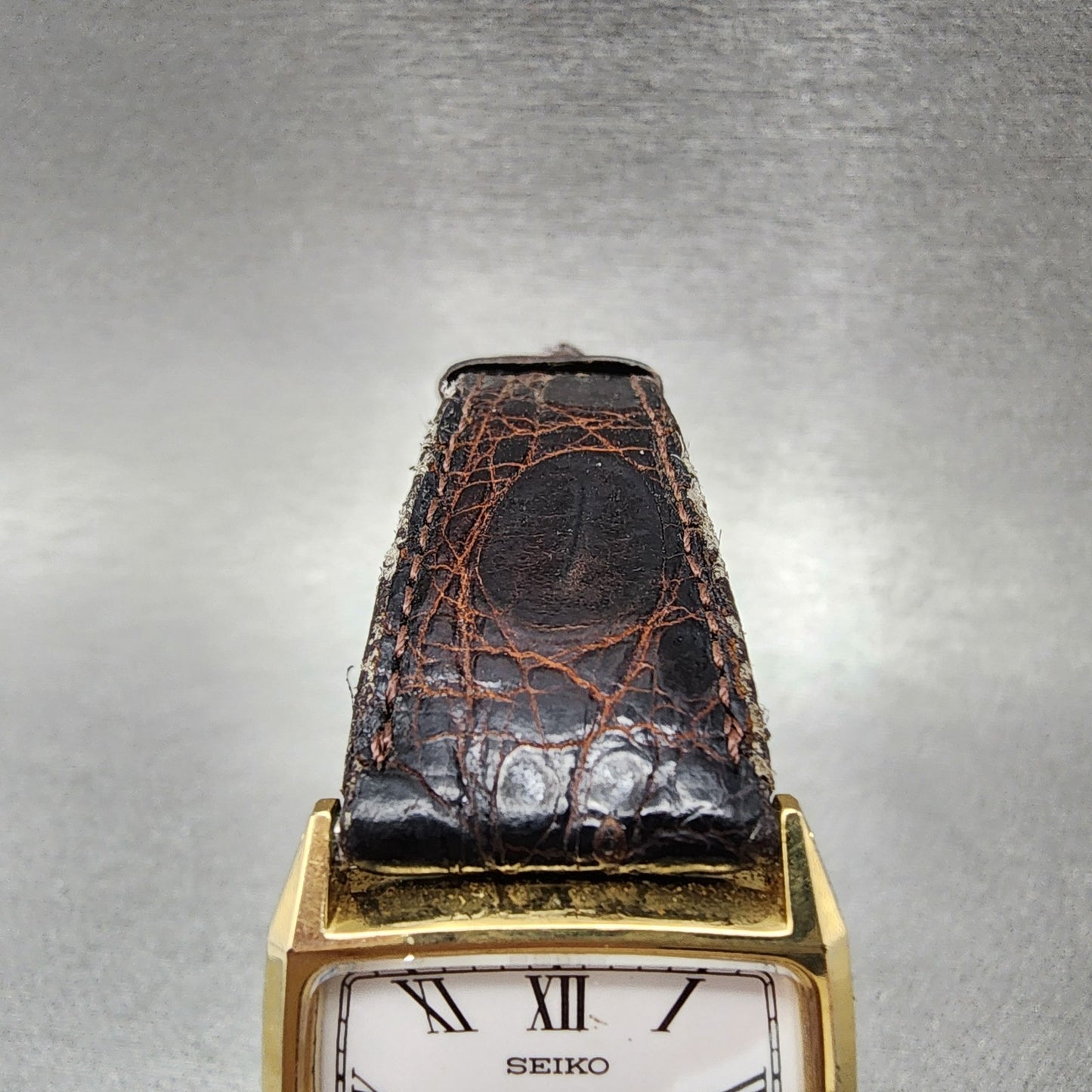 Seiko Tank Watch Men 27mm White Dial Gold Tone 5p31-5e10 New Battery
