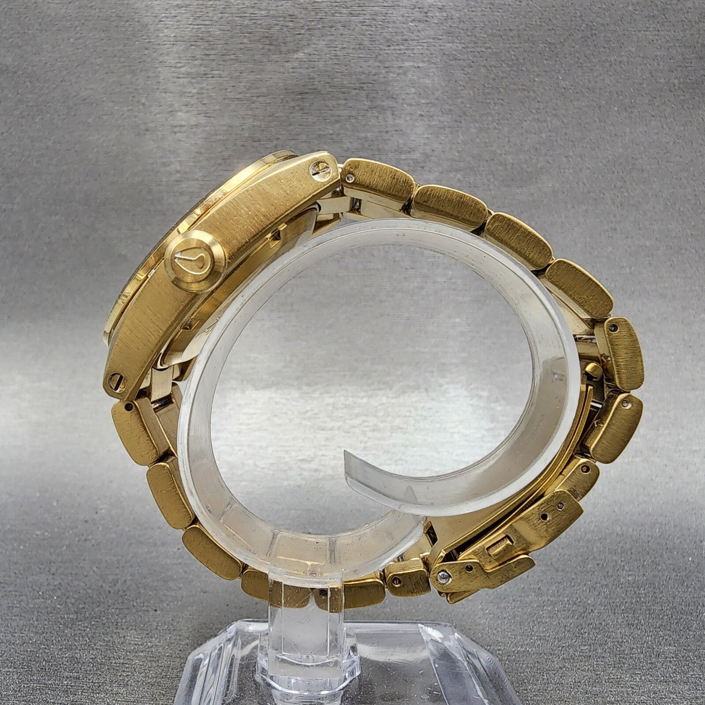 Nixon Kingpin Watch Men 41mm Gold Dial Gold Tone Round New Battery