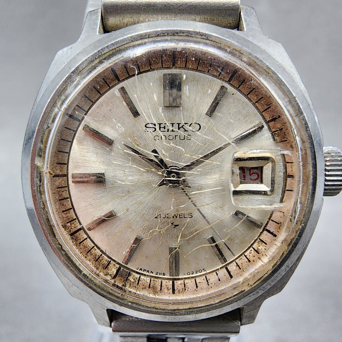 Seiko Chorus Watch Women 25mm Silver Dial Silver Tone Date Manual 2118-0260 Runs