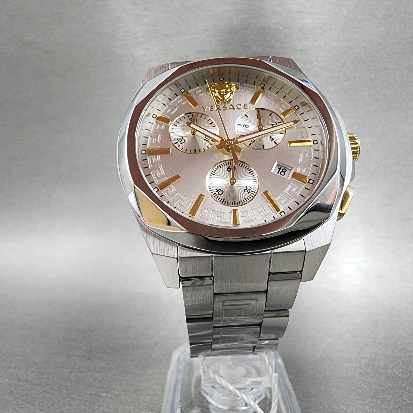 Versace Meduase Chronograph Watch Women 40mm White Dial Steel Date VE3CA0523