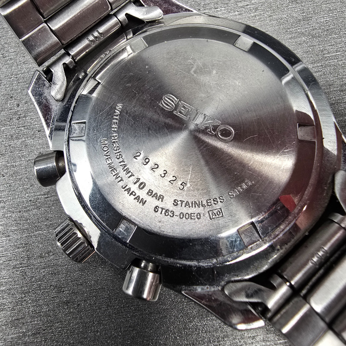 Seiko Chronograph Watch Men 43mm Silver Dial Silver Date 6T63-00E0 New Batt10