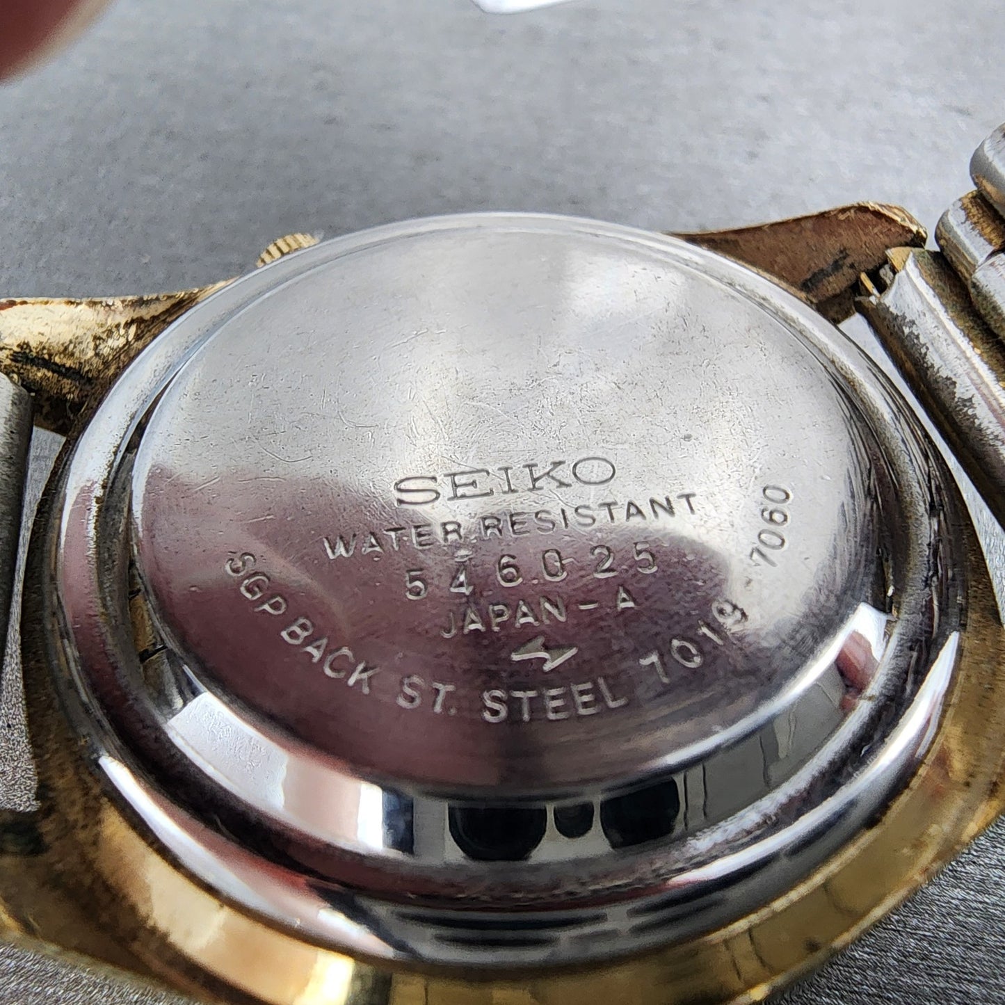 Seiko 5Actus Watch Men 37mm Silver Dial Gold Tone Daydate 7019-7060 Runs