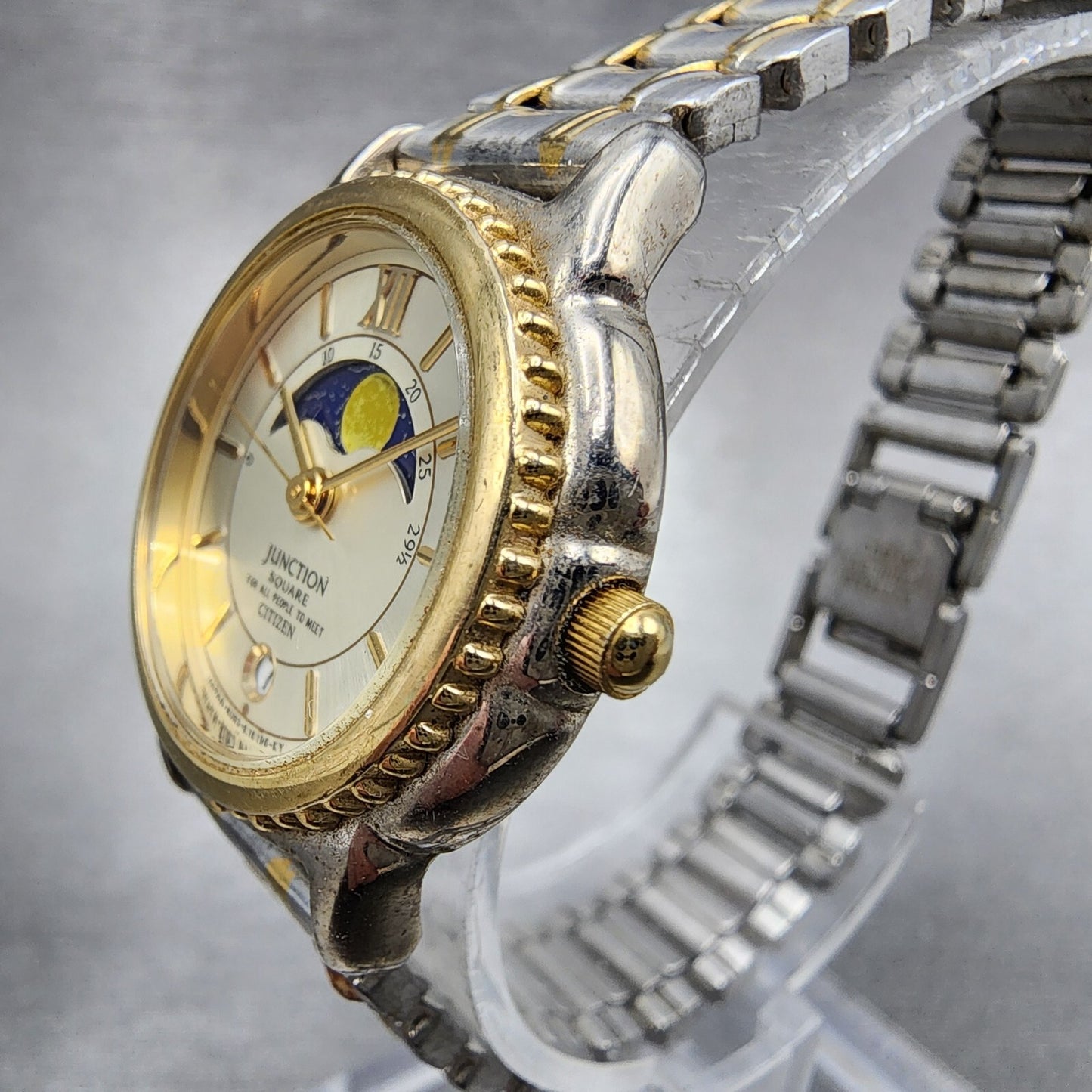 Citizen Junction Moonphase Watch Women 26mm Champagne Dial Two Tone Date PARTS