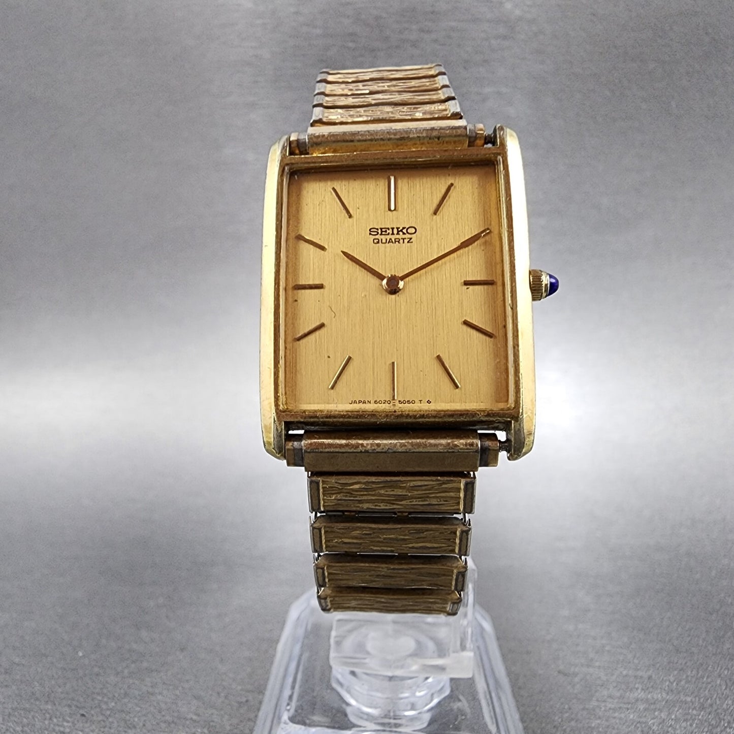 Seiko Watch Men 25mm Champagne Dial Gold Tone 6020-5059 New Battery